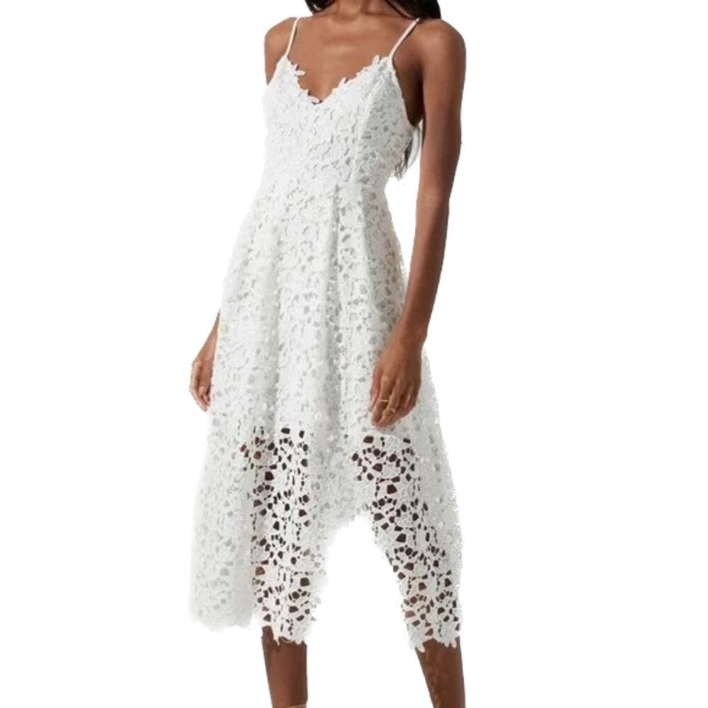 Astr White Lace Midi Dress